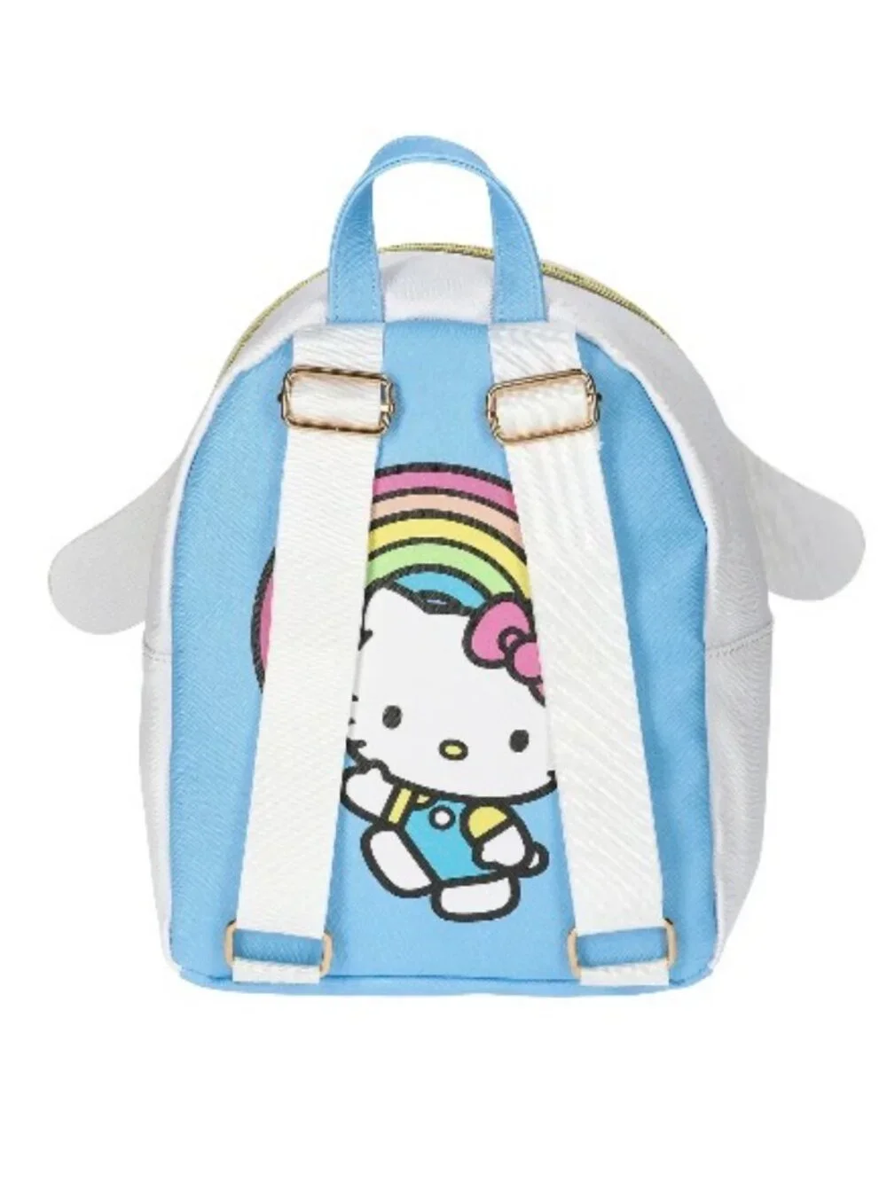 Loungefly Hello Kitty Rainbow Mini Backpack Adjustable White Blue Outer Pockets - Picture 4 of 4